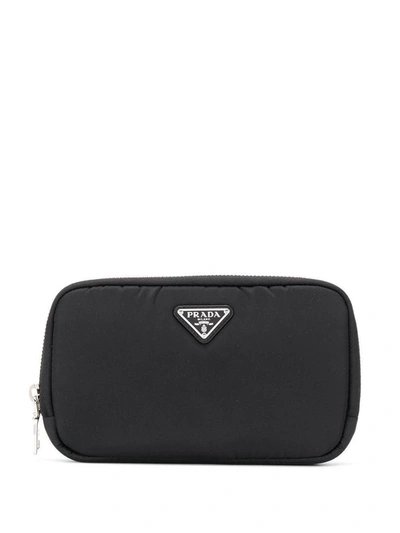 Shop Prada Logo Plaque Purse In Nero