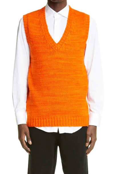 Shop The Elder Statesman Hand Spun Cashmere Sweater Vest In Blood Orange