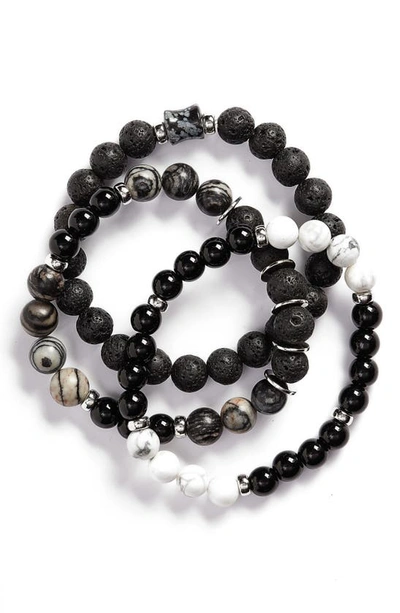Shop Nordstrom 3-pack Beaded Stretch Bracelets In Black- White
