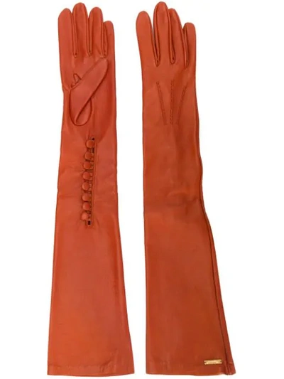 Shop Dsquared2 Calf Leather Long Gloves In Black