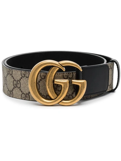 Shop Gucci Gg Supreme Marmont Leather Belt In Red