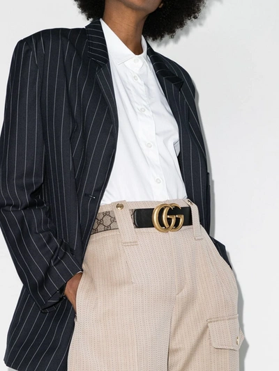 Shop Gucci Gg Supreme Marmont Leather Belt In Red