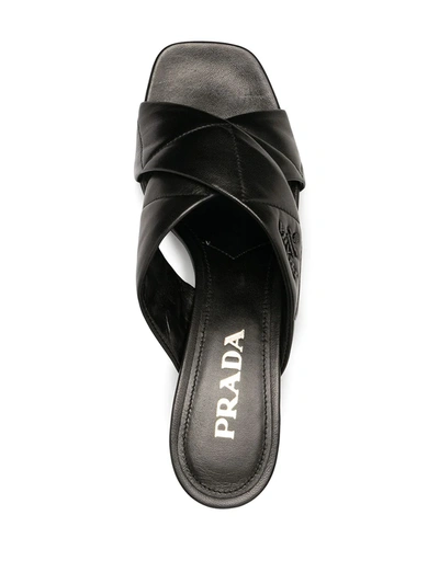 Shop Prada 60mm Crossover-strap Sandals In Nero