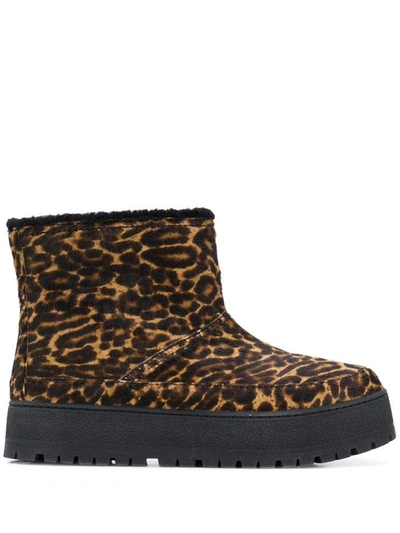 Shop Prada Padded Leopard Ankle Boots In Fuoco