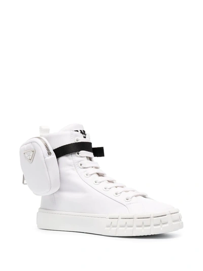 Shop Prada Wheel Re-nylon High-top Sneakers In Nero