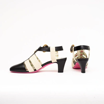 Shop Gucci Mid-heel T-strap Sandals In Black