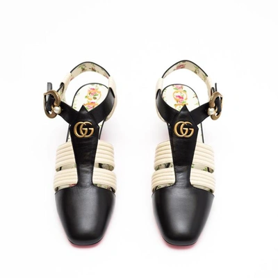 Shop Gucci Mid-heel T-strap Sandals In Black