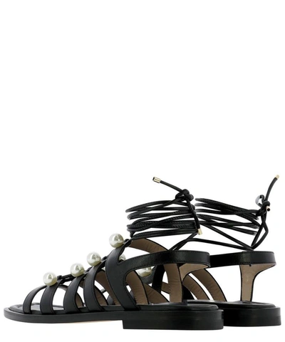 Shop Stuart Weitzman "goldie Lace-up" Sandals In Black  