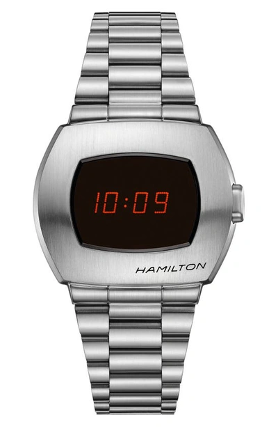 Shop Hamilton American Classic Psr Digital Quartz Bracelet Watch, 35mm X 41mm In Silver