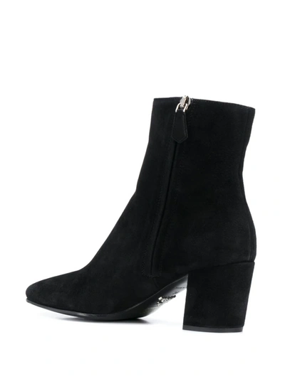 Shop Prada Suede Ankle Boots In Nero