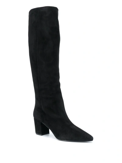 Shop Prada Pointed Toe Knee-high Boots In Bianco+nero