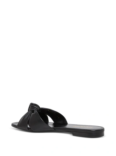 Shop Saint Laurent Bianca Leather Flat Sandals In Black