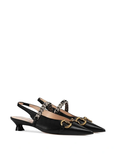 Shop Gucci Horsebit-detail Slingback Pumps In Bianco