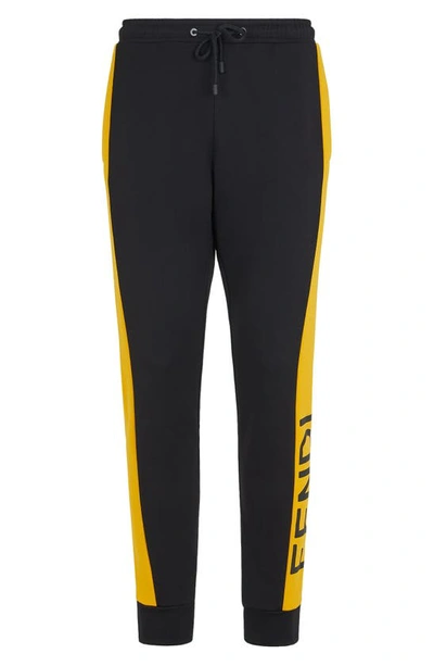 Shop Fendi Colorblock Track Pants In Yellow Black