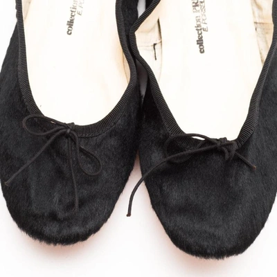 Shop Porselli Collection Prive' Black Furry Calf Classic Ballerina In White