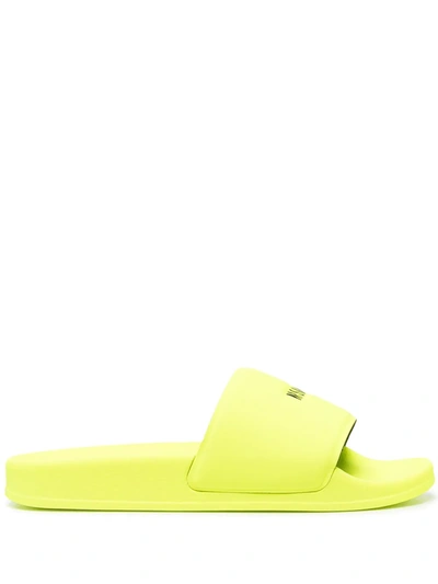 Shop Msgm Logo-print Slides In Bianco