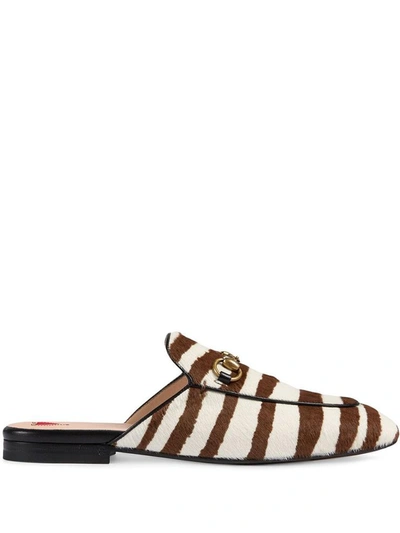 Shop Gucci Princetown Zebra Print Slippers In Nero