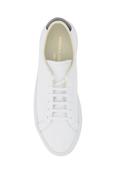 Shop Common Projects Retro Low Leather Sneakers In White Black