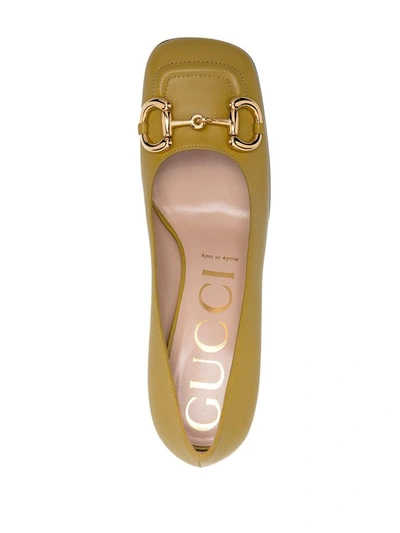 Shop Gucci 75mm Horsebit Mid-heel Pumps In Beige