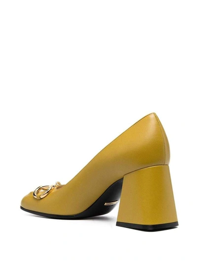 Shop Gucci 75mm Horsebit Mid-heel Pumps In Beige