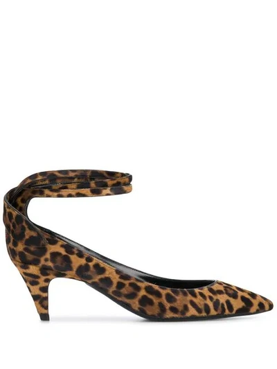 Shop Saint Laurent Charlotte Leopard Print Pumps