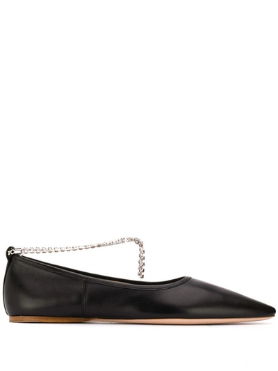 Shop Miu Miu Crystal Embellished Ballerina Shoes In Begonia