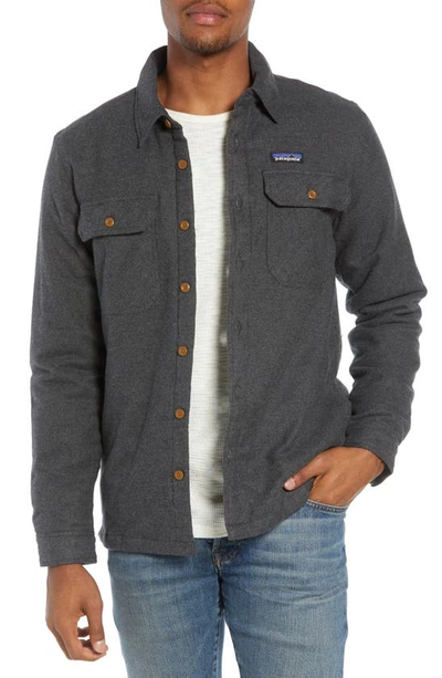 Shop Patagonia 'fjord' Flannel Shirt Jacket In Forge Grey