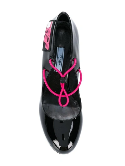 Shop Prada Paint Pumps Black+pink Fluo In Fuoco