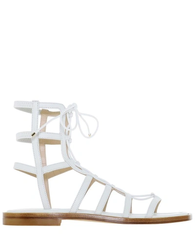 Shop Stuart Weitzman "kora Lace-up" Sandals In White