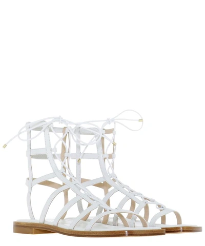 Shop Stuart Weitzman "kora Lace-up" Sandals In White