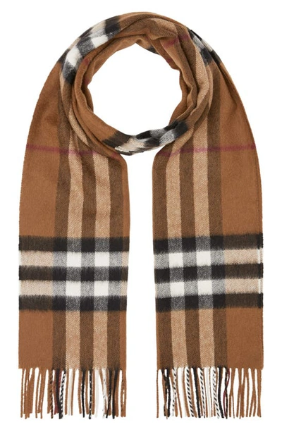 Shop Burberry Classic Check Cashmere Scarf In Birch Brown