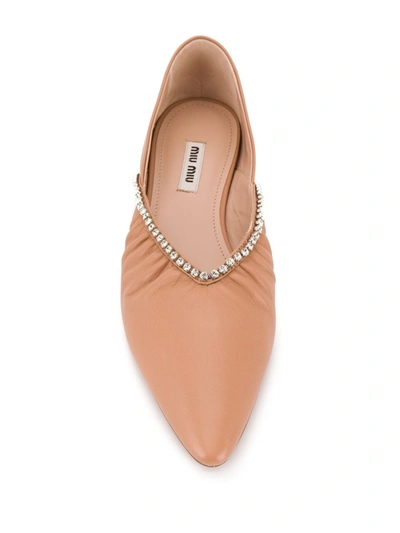 Shop Miu Miu Crystal-embellished Ballerina Shoes In Nero
