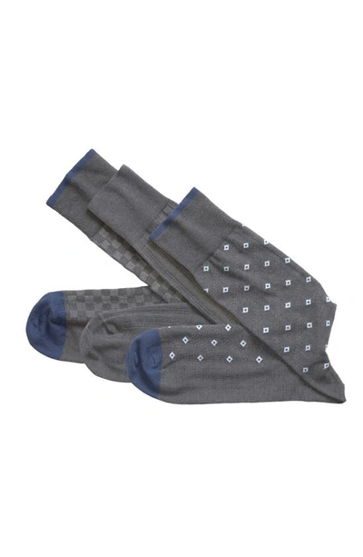 Shop Johnston & Murphy 3-pack Assorted Socks In Charcoal