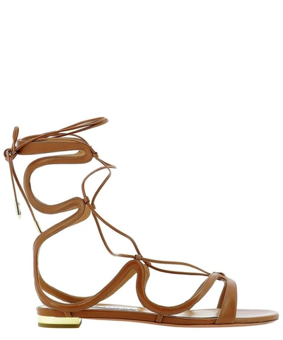 Shop Aquazzura "pompei" Sandals In Brown