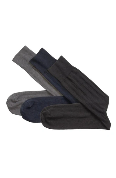 Shop Johnston & Murphy 3-pack Solid Rib Socks In Multi