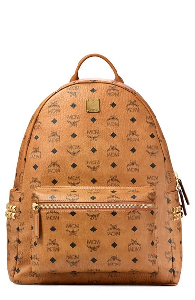 MCM Cognac Visetos Coated Canvas Large Stark Backpack MCM