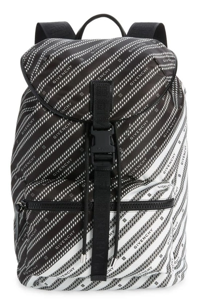 Shop Givenchy Light 3 Chain Logo Print Two-tone Backpack In Black/white