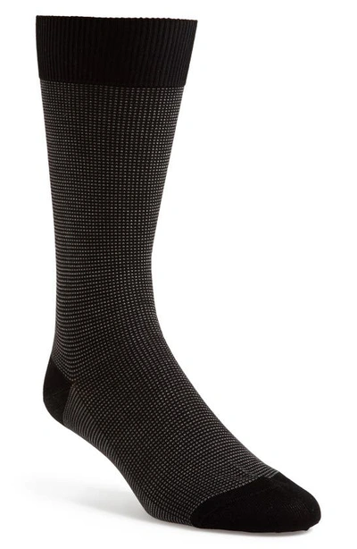 Shop Pantherella Tewkesbury Cotton Blend Bird's Eye Dress Socks In Black