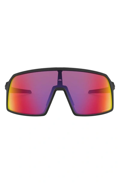 Shop Oakley Sutro Prizm 124mm Shield Sunglasses In Matte Black/ Prizm Road