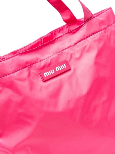 Shop Miu Miu Logo Patch Tote Bag In Argento