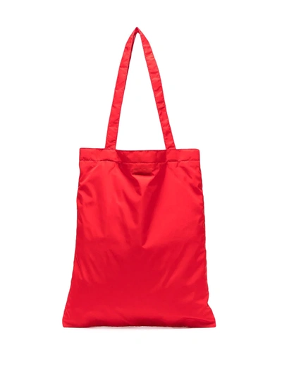 Shop Miu Miu Logo-patch Tote Bag In Argento