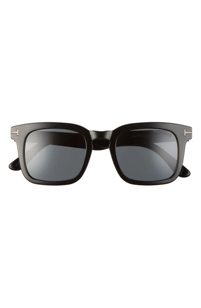 Shop Tom Ford Dax 50mm Square Sunglasses In Shiny Black/ Smoke