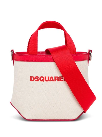 Shop Dsquared2 Shopping Crossbody Bag With Logo In White