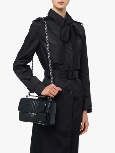 Shop Prada Diagramme Medium Leather Bag In Black