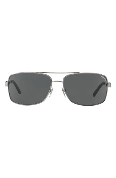 Shop Burberry 63mm Oversize Rectangle Sunglasses In Gunmetal / Grey
