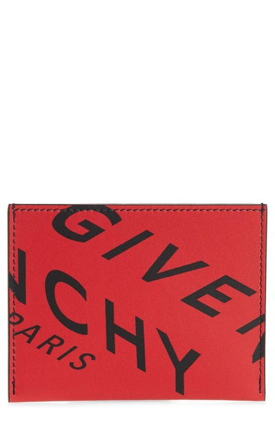 Shop Givenchy Logo Leather Card Case In Red/black