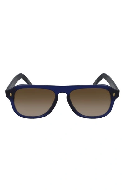 Shop Cutler And Gross 53mm Flat Top Aviator Sunglasses In Blue/ Smoke