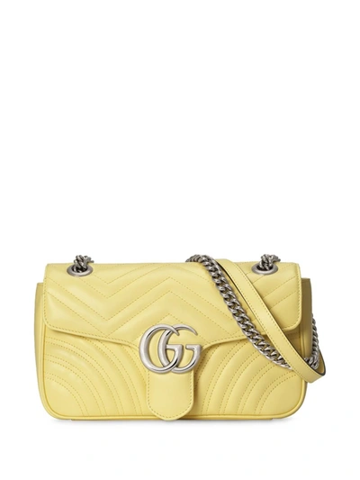 Shop Gucci Small Gg Marmont Matelassé Shoulder Bag In Brown