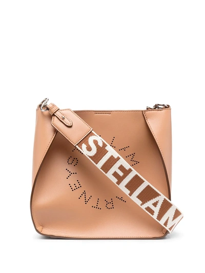 Shop Stella Mccartney Perforated Logo Shoulder Bag In Rose Camme