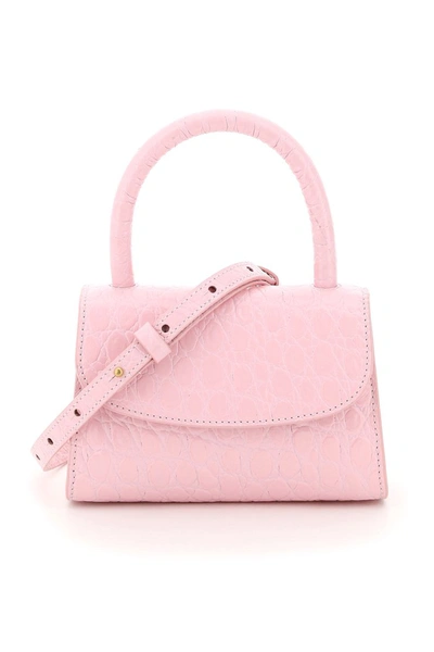 Shop By Far Mini Croc Print Bag In Peony